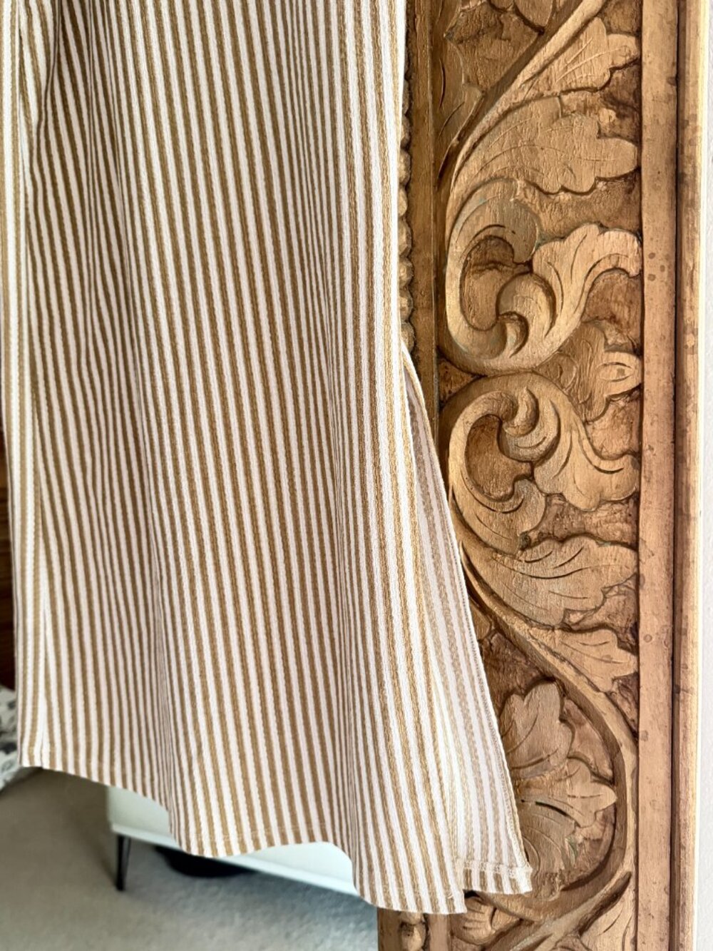 Mango Brown White Striped Linen Look Maxi Dress XS - Picture 2 of 3